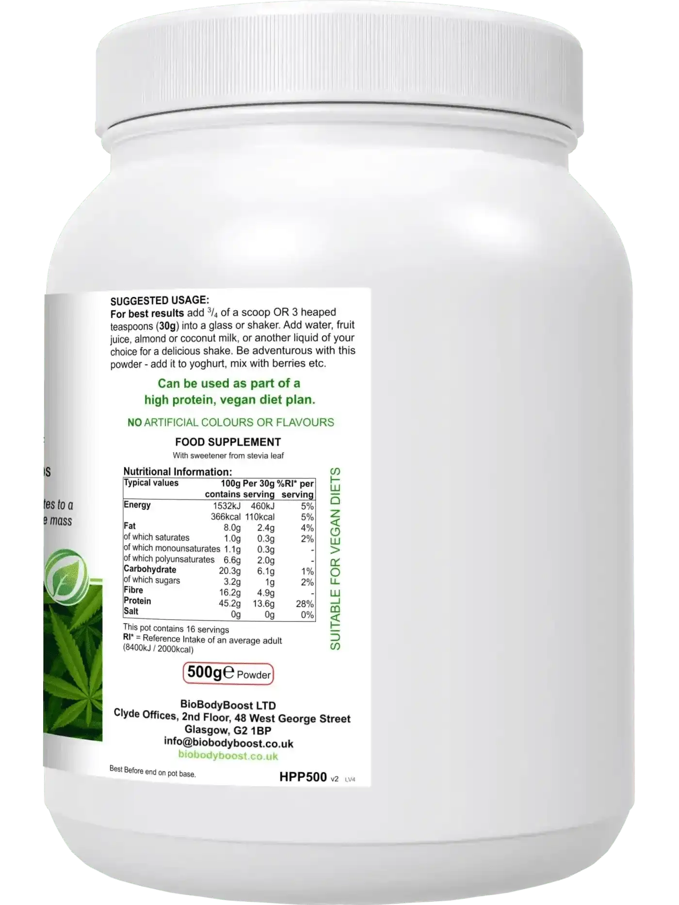 🌿 HyperHemp – Veganski Konopljin Beljakovinski Prašek (500 g)