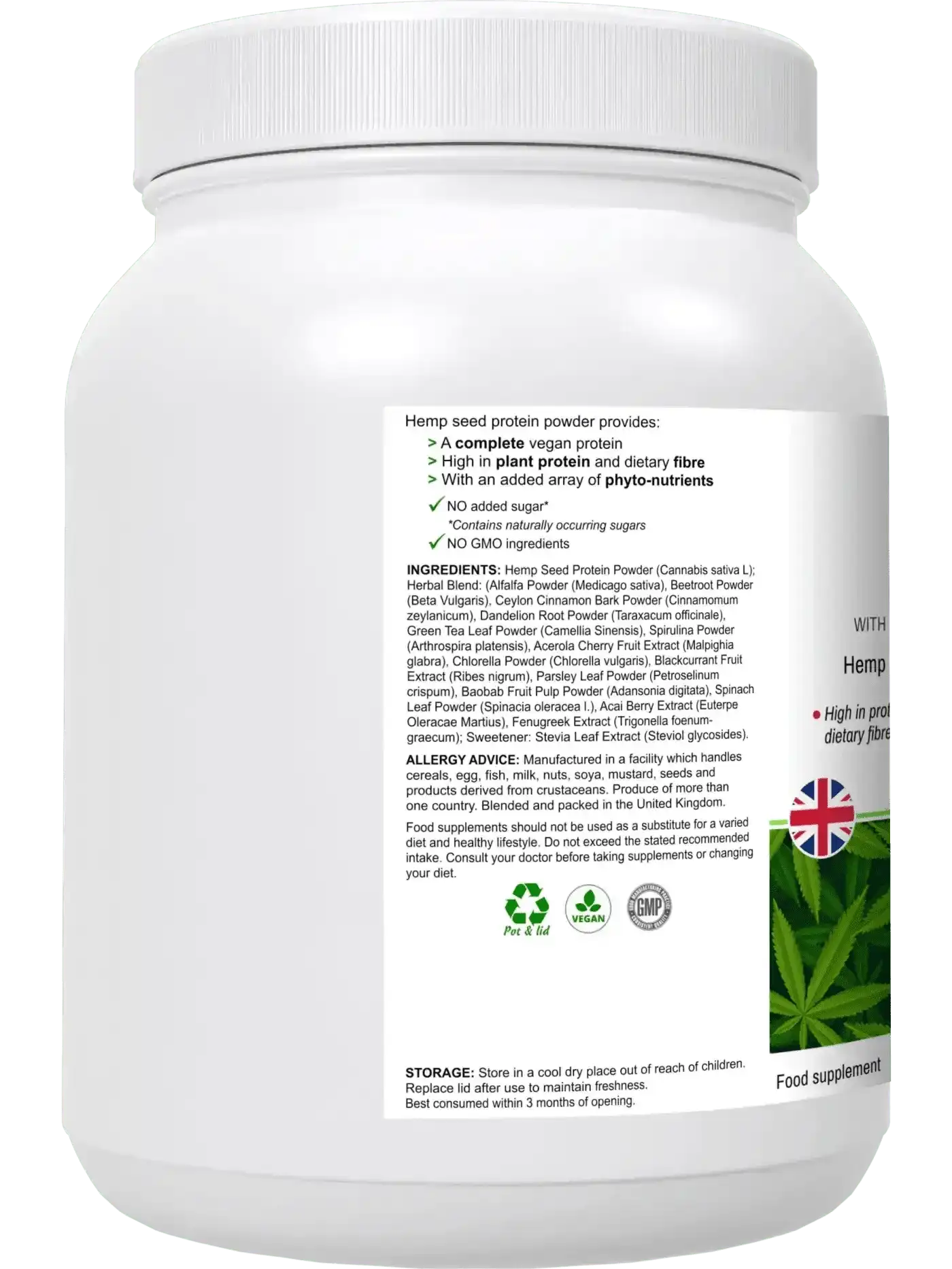 🌿 HyperHemp – Veganski Konopljin Beljakovinski Prašek (500 g)